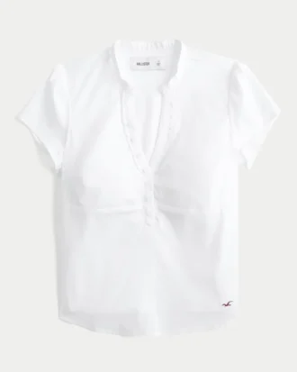 Kortærmet Henley-skjorte med V-hals Kortærmet Henley-skjorte med V-hals