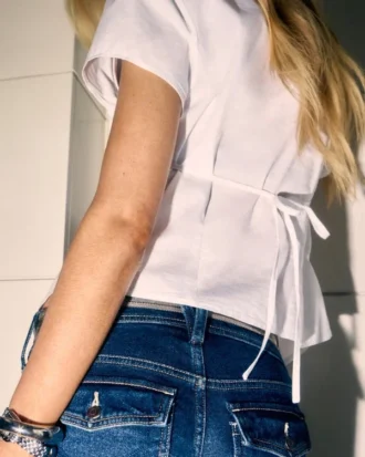 Kortærmet poplin-skjorte
