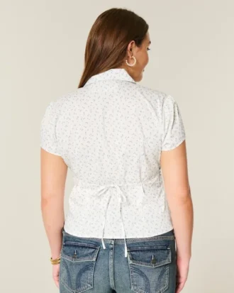 Kortærmet stretch-poplin skjorte med knapper