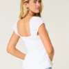 Kortærmet stretch-poplin-top Kortærmet stretch-poplin-top