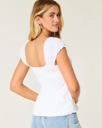 Kortærmet stretch-poplin-top
