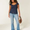 Kortærmet stretch-poplin-top Kortærmet stretch-poplin-top
