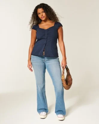 Kortærmet stretch-poplin-top