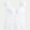 Kortærmet stretch-poplin-top Kortærmet stretch-poplin-top