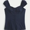 Kortærmet stretch-poplin-top Kortærmet stretch-poplin-top