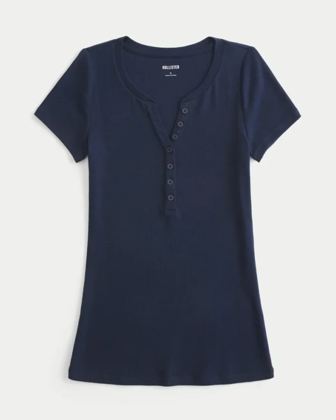 Kortærmet Y2K Henley Kortærmet Y2K Henley