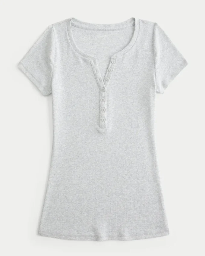 Kortærmet Y2K Henley