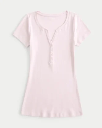 Kortærmet Y2K Henley