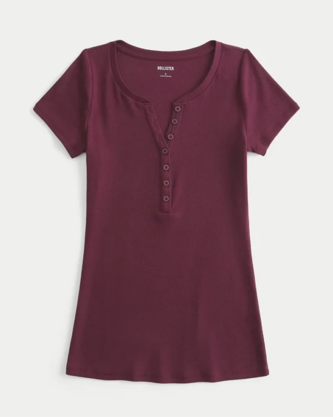 Kortærmet Y2K Henley