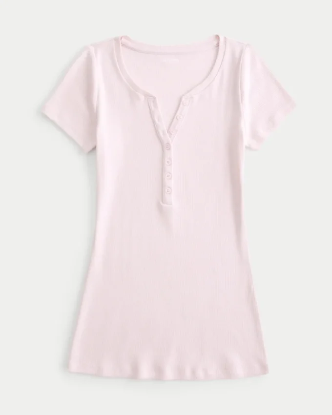 Kortærmet Y2K Henley