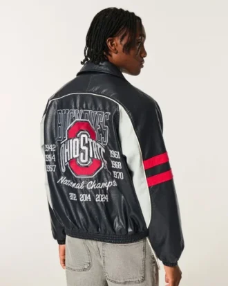Kunstlæder Ohio State University Buckeyes grafisk jakke Kunstlæder Ohio State University Buckeyes grafisk jakke