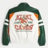 Kunstlæderjakke med University of Miami Hurricanes-grafik Kunstlæderjakke med University of Miami Hurricanes-grafik