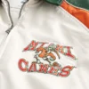 Kunstlæderjakke med University of Miami Hurricanes-grafik Kunstlæderjakke med University of Miami Hurricanes-grafik