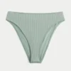 Kurvet højtaljet ribbet cheeky bikinitrusser med høj talje