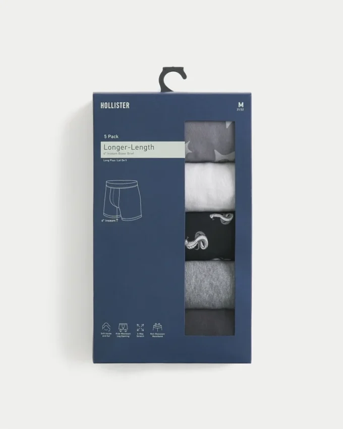 Længere boxershorts, 5-pak