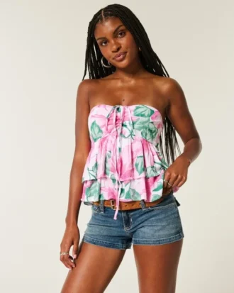 Lagdelt halterneck-babydoll-top