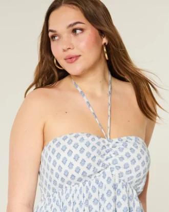 Lagdelt halterneck-babydoll-top