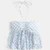 Lagdelt halterneck-babydoll-top Lagdelt halterneck-babydoll-top