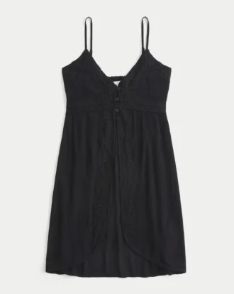 Lang tank top med blondedetaljer