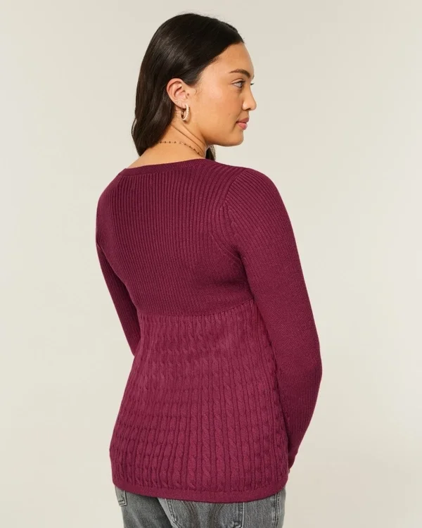 Langærmet babydoll med firkantet halsudskæring Langærmet babydoll med firkantet halsudskæring