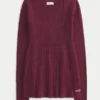 Langærmet babydoll med firkantet halsudskæring Langærmet babydoll med firkantet halsudskæring