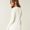 Langærmet babydoll-sweater med firkantet halsudskæring