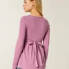 Langærmet babydoll-top med klemning ved brystet Langærmet babydoll-top med klemning ved brystet