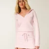 Langærmet fleece-kjole med hætte Langærmet fleece-kjole med hætte