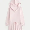 Langærmet fleece-kjole med hætte Langærmet fleece-kjole med hætte