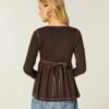 Langærmet Henley Babydoll Top