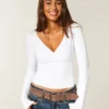 Langærmet sømløs wrap-top