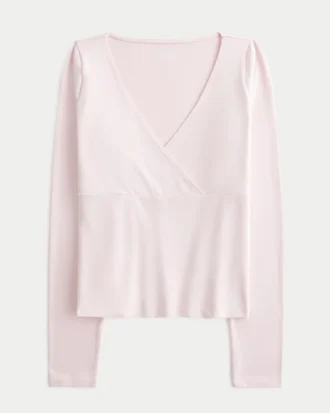 Langærmet sømløs wrap-top