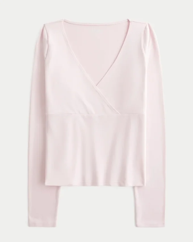 Langærmet sømløs wrap-top Langærmet sømløs wrap-top