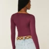 Langærmet sømløs wrap-top