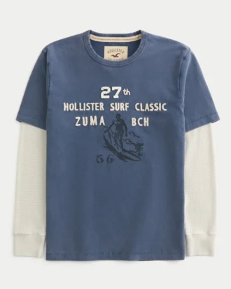 Langærmet T-shirt med surf-logo i flere lag