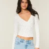 Langærmet wrap-top med V-hals Langærmet wrap-top med V-hals