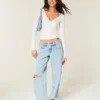 Langærmet wrap-top med V-hals Langærmet wrap-top med V-hals