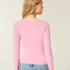 Langærmet wrap-top med V-hals Langærmet wrap-top med V-hals