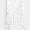 Langærmet wrap-top med V-hals Langærmet wrap-top med V-hals