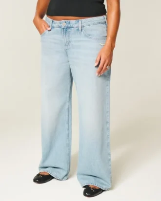 Lavtaljede baggy jeans i distressed look