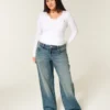 Lavtaljede baggy jeans i medium vask Lavtaljede baggy jeans i medium vask