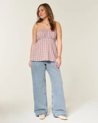 Lavtaljede baggy jeans i medium vask