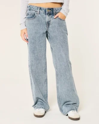 Lavtaljede baggy jeans i medium vask