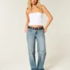 Lavtaljede baggy jeans i medium vask med stjernemønster Lavtaljede baggy jeans i medium vask med stjernemønster