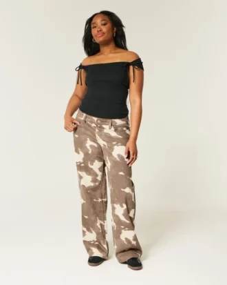 Lavtaljede baggy jeans med ko-print