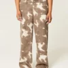 Lavtaljede baggy jeans med ko-print Lavtaljede baggy jeans med ko-print