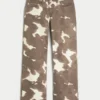 Lavtaljede baggy jeans med ko-print Lavtaljede baggy jeans med ko-print