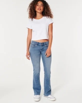 Lavtaljede bootcut-jeans i medium vask