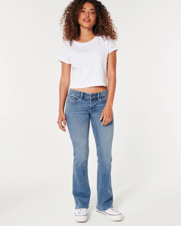 Lavtaljede bootcut-jeans i medium vask Lavtaljede bootcut-jeans i medium vask