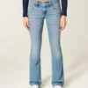 Lavtaljede bootcut-jeans i medium vask